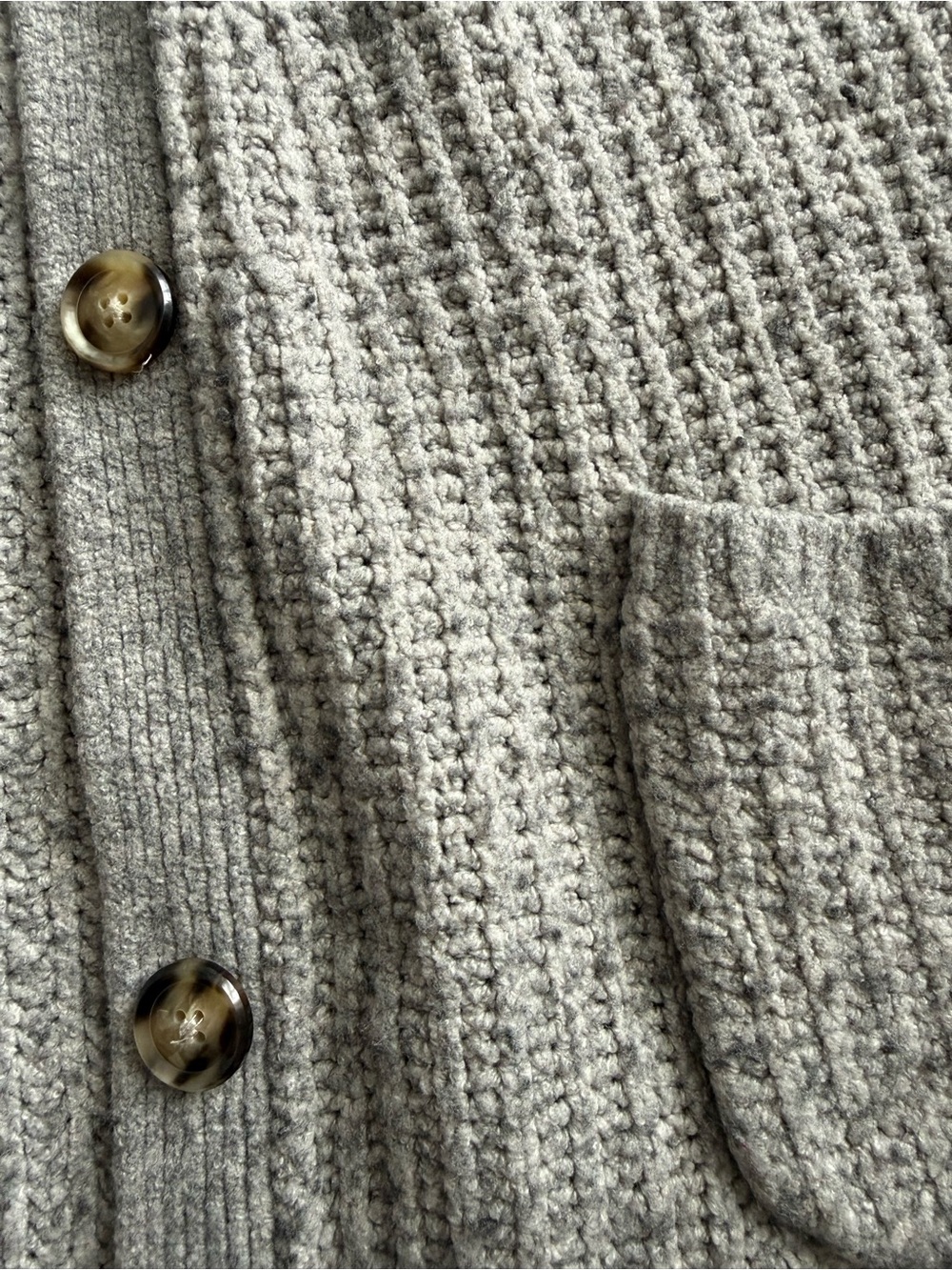 By Anthropologie Oversized Merino Wool Blend Chunky Knit Cardigan Sweater L - Picture 3 of 6